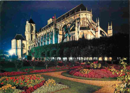 18 - Bourges - La Cathédrale Saint Etienne - Vue De Nuit - Fleurs - Carte Neuve - CPM - Voir Scans Recto-Verso - Bourges