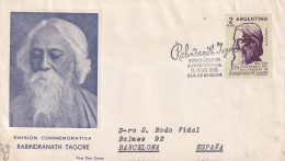 FDC 1961  ARGENTINA  RABINDRANATH TAGORE - Ecrivains
