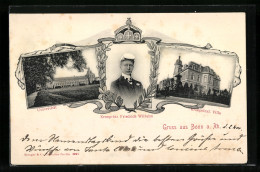 Passepartout-AK Bonn, Universität, Kronprinz Friedrich Wilhelm, Portrait Und Villa, Krone  - Bonn