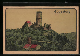 Steindruck-AK Bad Godesberg, Die Godesburg  - Autres & Non Classés