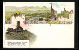 Lithographie Godesberg, Panorama Mit Ort, Ansicht Der Burg  - Sonstige & Ohne Zuordnung