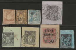 France  .  Y&T   .   8 Fragments Des Cartes Postales  .    O  .     Oblitéré - 1876-1898 Sage (Type II)