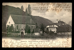 SUISSE - NEUVEVILLE - EGLISE ALLEMANDE ET PENSION DAULTE - Autres & Non Classés