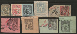 France  .  Y&T   .   9 Fragments Des Cartes Postales  .    O  .     Oblitéré - 1876-1898 Sage (Tipo II)