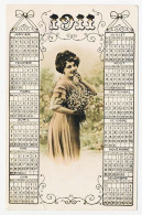 CPA  Calendrier 1911 (5) Jeune Femme Bouquet De Fleurs - Neujahr