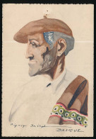 CPSM  10.5 X 15 Illustrateur Pierre JAILLET Costumes Folklorique BASQUE Buste D'homme Béret - Autres & Non Classés