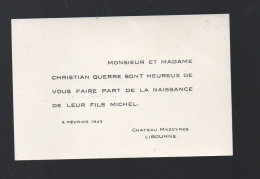 Libourne (33) Faire Part De Naissance  MIchel GUERRE   (PPP47366) - Naissance & Baptême