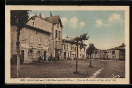 CPA Solignac-sur-Loire, Place Du Marchèdial, La Poste Et Les Hotels  - Solignac Sur Loire