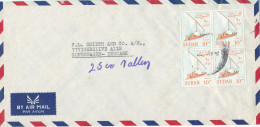 Sudan Air Mail Cover Sent To Denmark With A Block Of 4 - Sudan (1954-...)