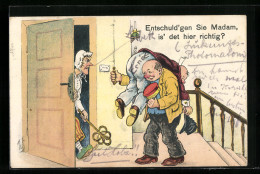 Künstler-AK Willi Scheuermann: Postmann Liefert Betrunkenen Mann Bei Seiner Frau Ab  - Scheuermann, Willi