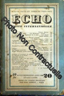 Echo Revue Internationale N° 20 Du 01/04/1948 - Unclassified