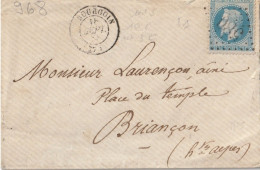 G C  580  BOURGOIN  (37)  POUR   BRIANCON - Manual Postmarks