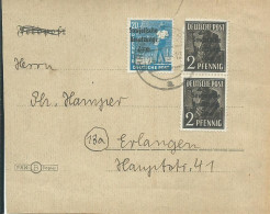 ALLEMAGNE LETTRE 24 Pf EHRENFRIEDERSDORF POUR ERLANGEN DE 1948  LETTRE COVER - Lettres & Documents