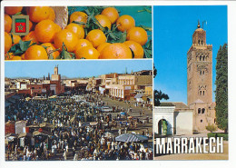 CPSM 10.5 X 15  Maroc MARRAKECH  La Koutoubia Et Place Jamaa El Fna  Orange Marché Minaret - Marrakech