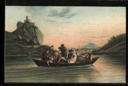 Künstler-AK Stengel & Co. Nr. 29054: Passing The Elbe At The Schreckenstein, Ruderboot  - Otros & Sin Clasificación