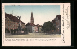 Goldfenster-AK Freiburg I. B., Kaiser-Wilhelmplatz Mit Siegesdenkmal  - Autres & Non Classés