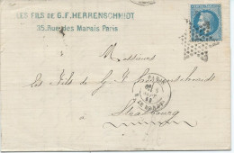 LETTRE 1869 AVEC CACHET ETOILE DE PARIS 5  - R. DE BONDY - - 1849-1876: Classic Period