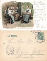 Allemagne Spinnstube Im Schawarzwald Illustration Issel CPA + Timbre Reich Cachet 1902 , Folklore Fileuse Quenouille - Hochschwarzwald
