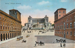 Postcard Italy Rome Venice Square Tram - Andere Monumenten & Gebouwen
