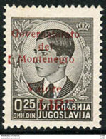 Gomma Integra - Montenegro - 25 P. Varietà Spazio Tipografico - Ortsausgaben/Autonome A.