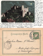 Autriche Festung Hohen Salzburg Im Mondschein Litho  CPA + Timbre Bayern Cachet 1901 - Salzburg Stadt