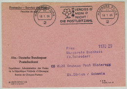 Deutsche Bundespost 1966, Postsache Hamburg PSchA - Neuhaus (Schweiz), Vergissmeinnicht, Postleitzahl - Lettres & Documents