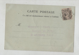 Tampon Fleury Receveur Des Postes Saint Anthème 1903 - Genealogy