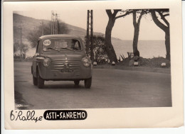 AUTO CAR VOITURE FIAT 600 6° RALLYE ASTI-SANREMO - FOTO ORIGINALE - Coches