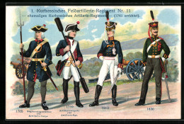 AK Uniformen Des 1. Kurhessischen Feldartillerie-Regiment Nr. 11, Regimentsgeschütze, Artilleriebrigade  - Guerre 1914-18