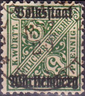 1919 - ALEMANIA - WURTEMBERG - YVERT 102 - Oblitérés