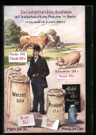 Künstler-AK Zwischenhandels-Zuschläge Auf Landwirtschaftliche Produkte In Berlin, 1906-1910, Durchschnitt  - Autres & Non Classés