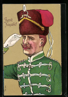 AK Salutierender Soldat In Parade-Uniform Mit Fellmütze  - Guerre 1914-18