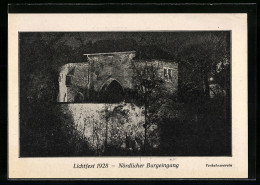 AK Friedberg / Hessen, Lichtfest 1928, Nördlicher Burgeingang  - Lich