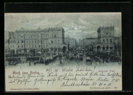 Mondschein-AK Berlin-Kreuzberg, Hallesches Tor Aus Der Vogelschau  - Kreuzberg