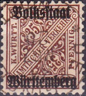 1919 - ALEMANIA - WURTEMBERG - YVERT 109 - Oblitérés