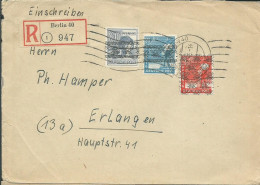 ALLEMAGNE LETTRE RECOMMANDEE 108pf BERLIN POUR ERLANGEN DE 1948  LETTRE COVER - Covers & Documents