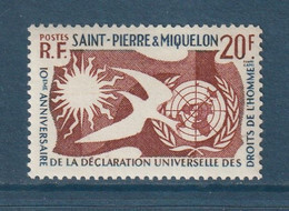 Saint Pierre Et Miquelon - YT N° 358 ** - Neuf Sans Charnière - 1958 - Unused Stamps