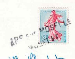 ARS-SUR-MOSELLE Cachet Linéaire Semeuse N°1233 - CP Montpelier - Handstempel