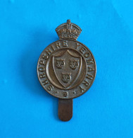 Insigne De Casquette Shropshire Yeomanry - Couronne Du Roi - 1914-18