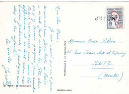 METZ R.P. Cachet Linéaire - Marianne De Cocteau N°1282 - CP Paris - Manual Postmarks