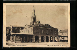 CPA Trie-sur-Baise, L`Eglise, La Mairie Et Les Halles  - Autres & Non Classés