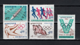 South Korea 1964 Olympic Games Tokyo, Rowing, Equestrian, Athletics, Gymnastics Set Of 5 MNH - Sommer 1964: Tokio