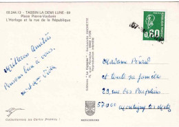 57 METZ R.P. Cachet Linéaire - Marianne De Béquet N°1814 - CP Tassin Le Demi-Lune - Manual Postmarks