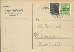 ALLEMAGNE CARTE 12pf EHRENFRIEDERSDORF POUR ERLANGEN 1949  LETTRE COVER - Lettres & Documents