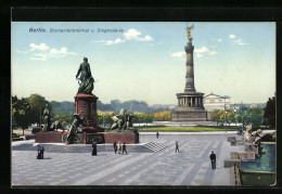 AK Berlin-Tiergarten, Partie Am Bismarckdenkmal Und Der Siegessäule  - Tiergarten