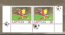 Latvia: Single Mint Stamp In Pair, European Football Chempionship, 2004, Mi#614, MNH. - Eurocopa (UEFA)