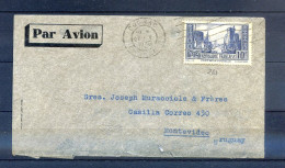 060524 LETTRE  COGNAC A MONTEVIDEO (exp MARTELL) Superbe Variété Cadre Brisé  Mot Poste - 1927-1959 Cartas & Documentos