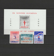 Liberia 1963 Olympic Games Innsbruck Set Of 3 + S/s MNH - Inverno1964: Innsbruck