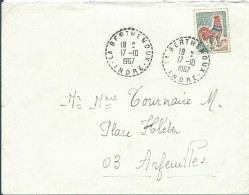 FRANCE LETTRE 30c LA BERTHENOUX ( INDRE ) POUR ARFEUILLES ( ALLIER ) DE 1967 LETTRE COVER - 1961-....