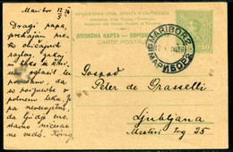 YUGOSLAVIA 1924 King Alexander 0.50 D.postcard Used Maribor .  Michel P59 IIb - Postwaardestukken